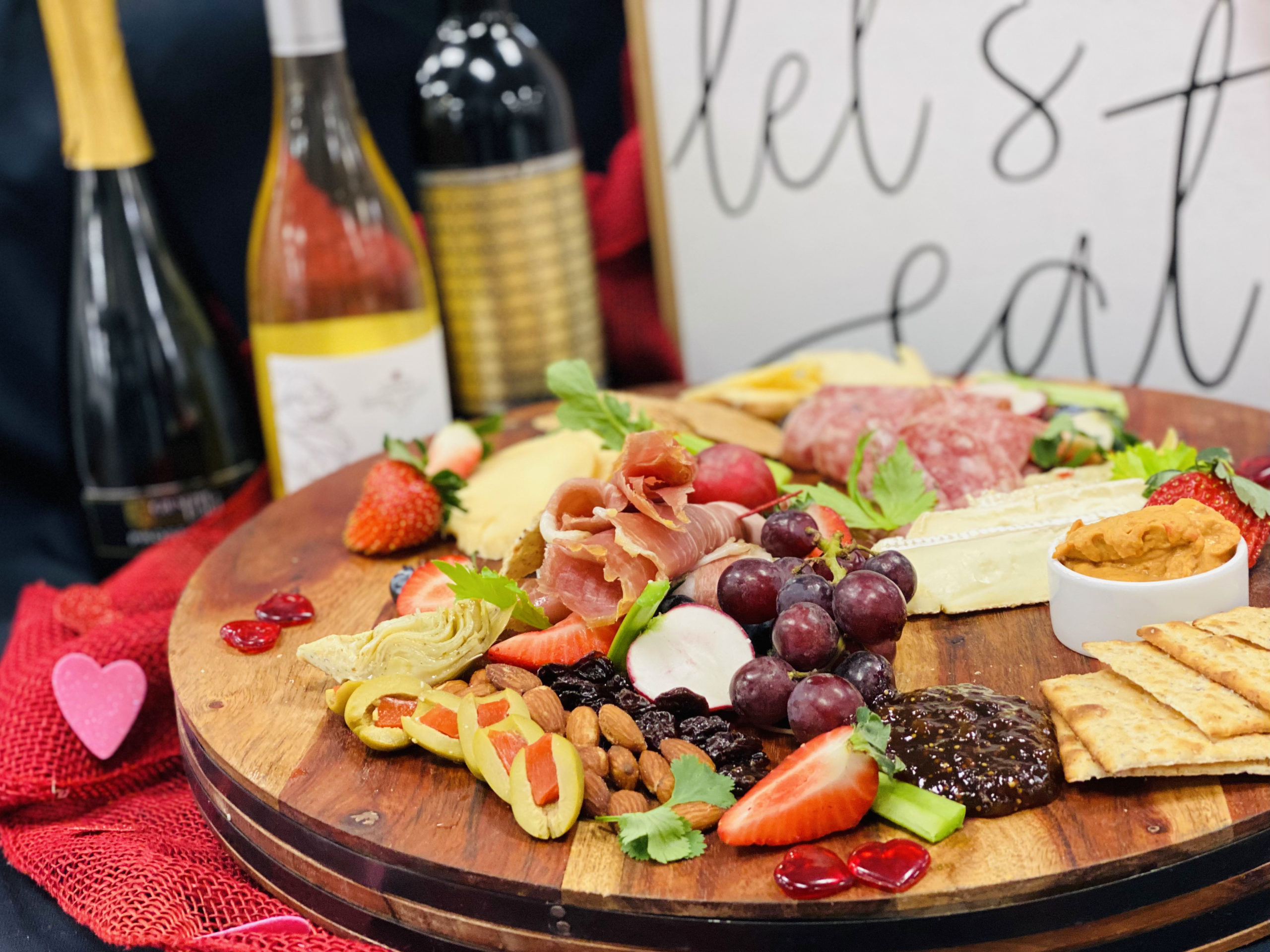Charcuterie and Wine for Valentine's Day Dinner