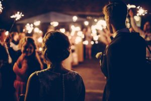 The reception of a wedding with catering from Aioli with winter wedding food ideas
