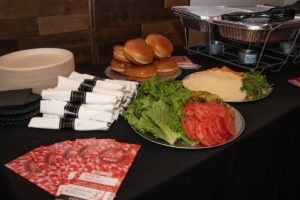 Retirement party catering setup from Aioli Burger.