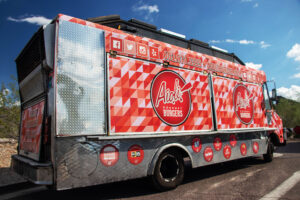 A view of our AZ burger food truck banner